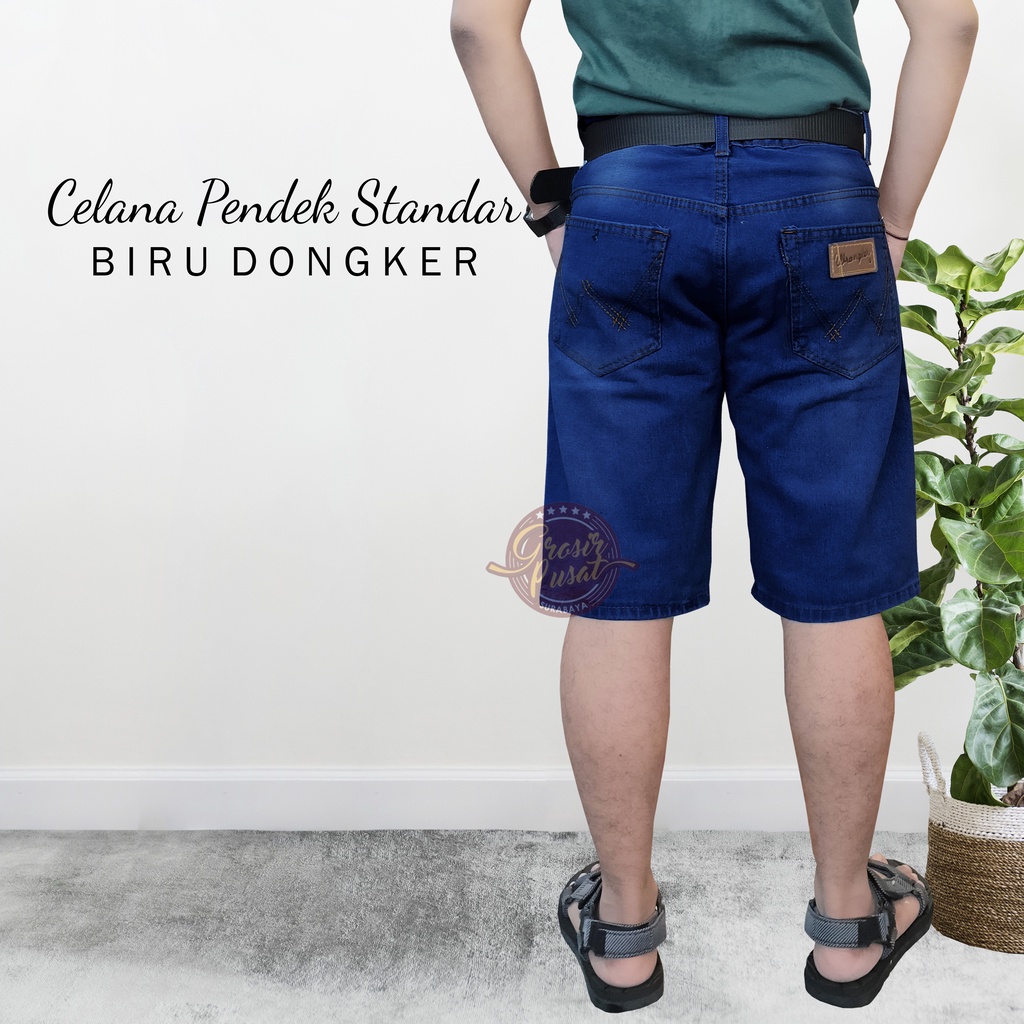 Celana Pendek Jeans Standar Biru Dongker Premium 27 - 38