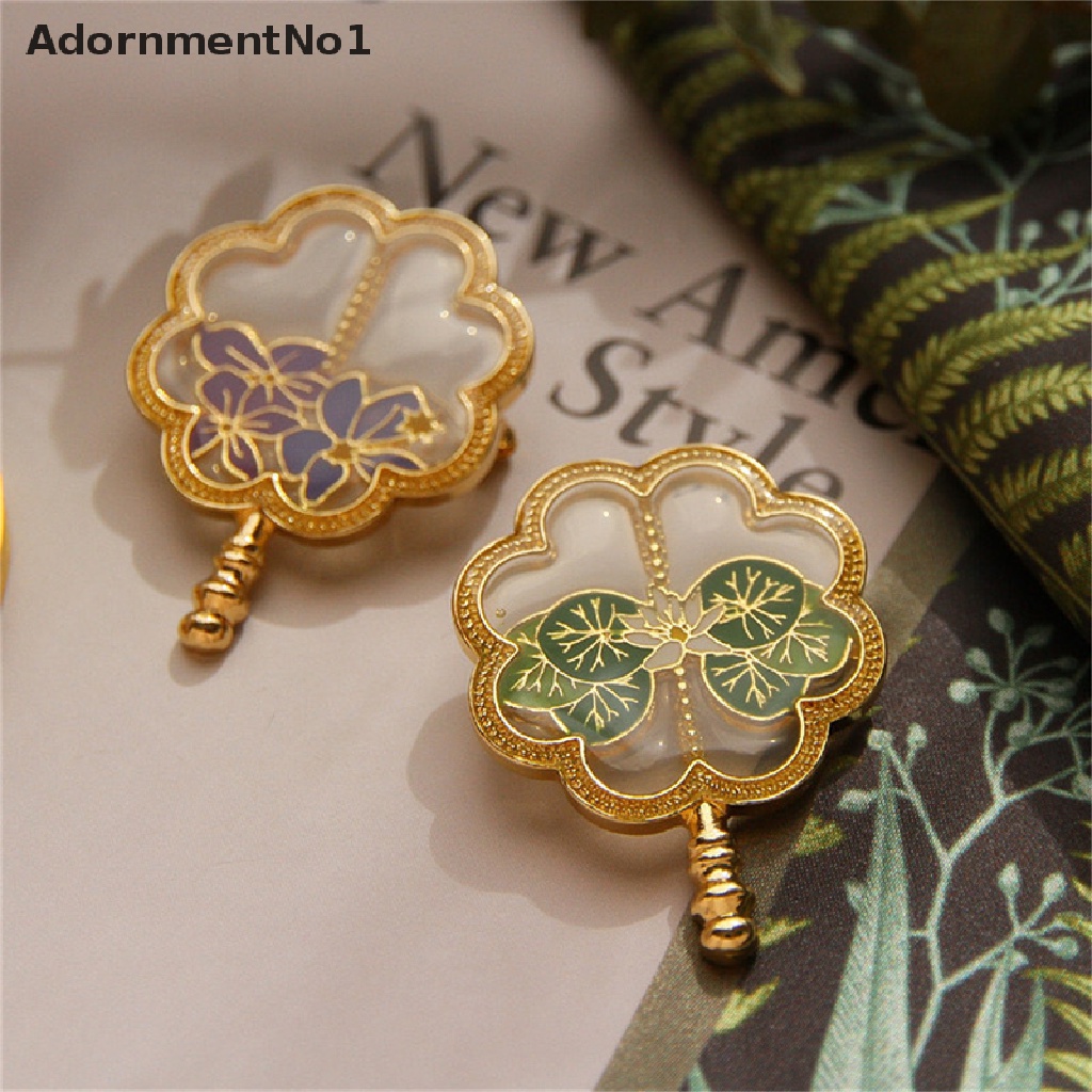 (AdornmentNo1) 2022 Bros / Pin Retro Elegan Bentuk Kipas Motif Bunga Bahan Metal Untuk Aksesoris Wanita