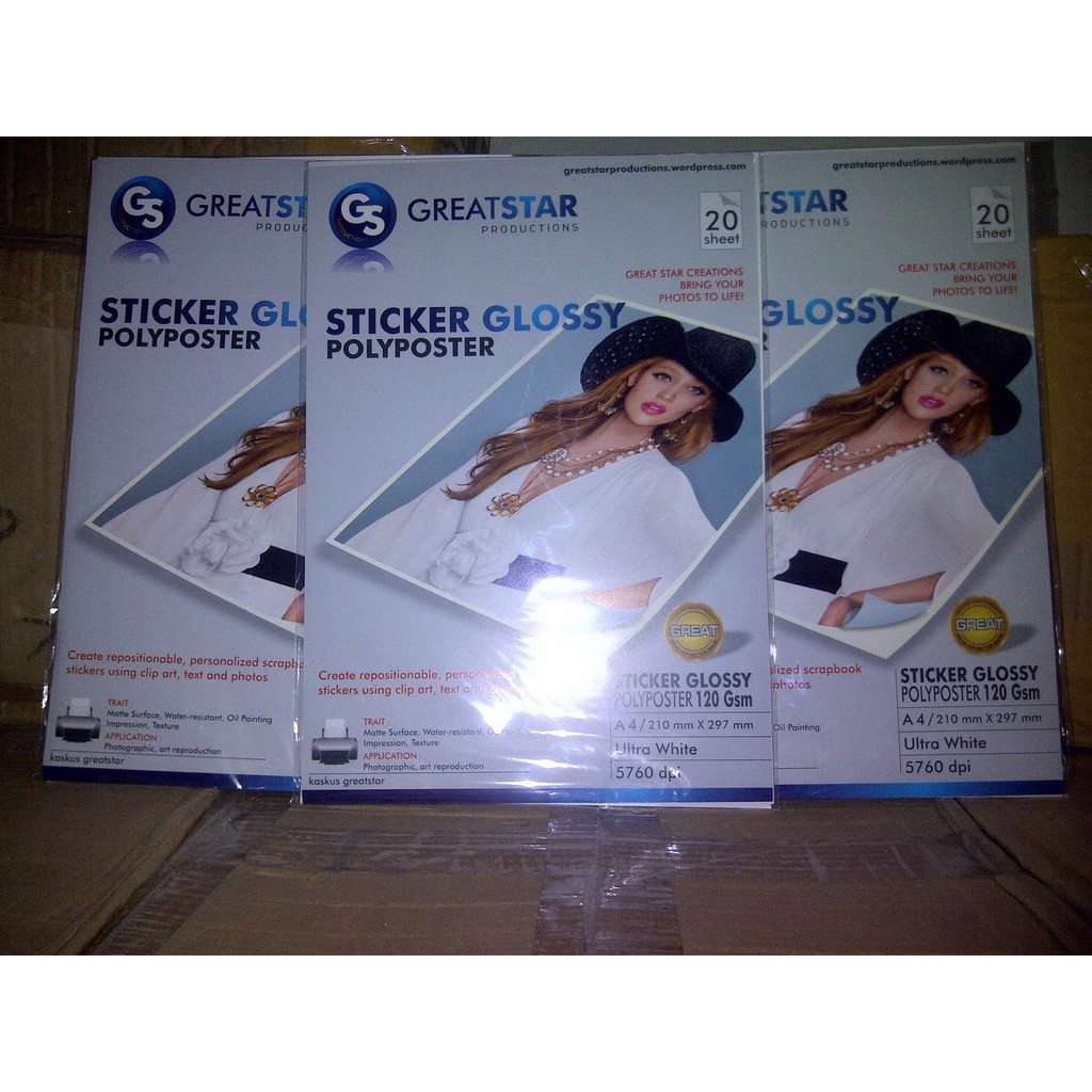 

Stiker Sticker Polyposter Waterproof Glossy 20 Lembar Greatstar (Original)