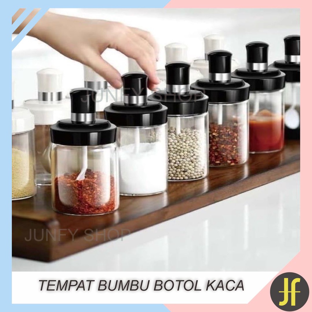 J624 Tempat bumbu botol kaca tempat bumbu dapur rak bumbu dapur