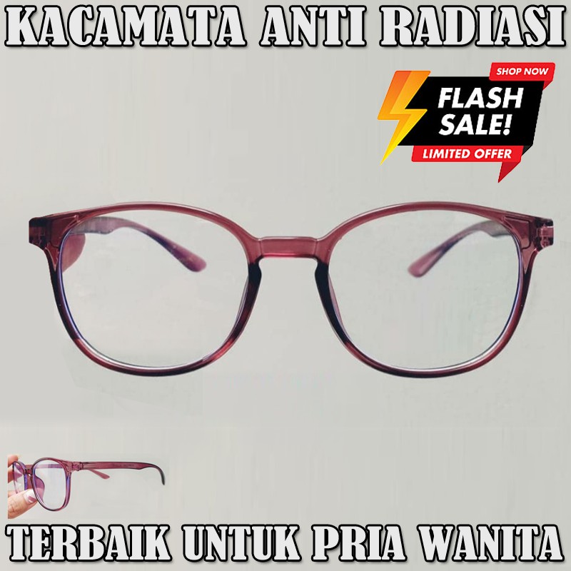 Kacamata Antiradisai Fashion Pria Wanita Frame Oval Transparan Kaca mata Gaya Blueray Eye Protection