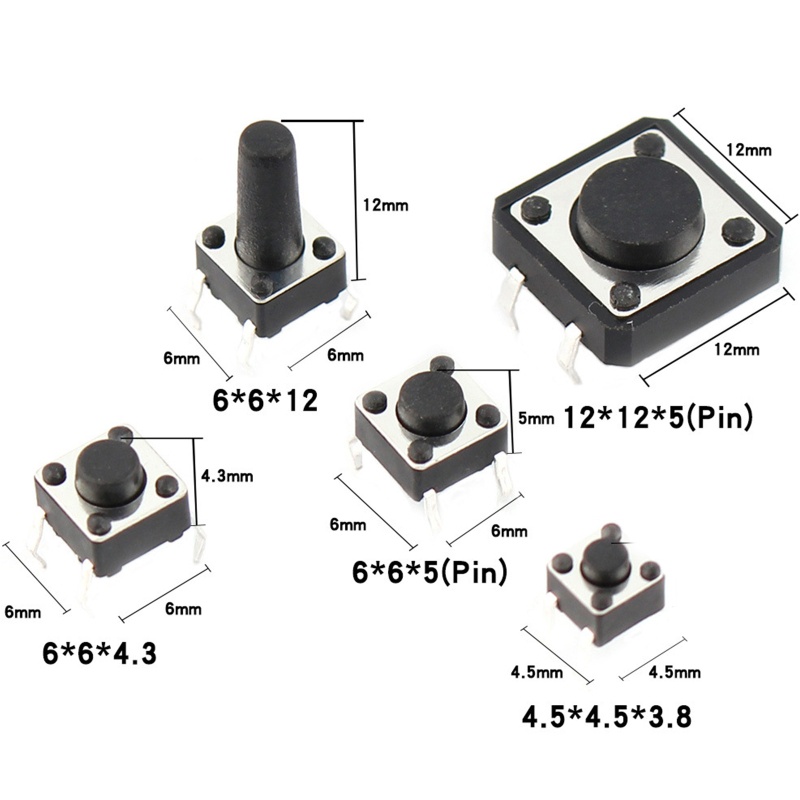 Btsg 125pcs 25jenis Saklar Aneka Tombol Tekan Mikro Saklar Kebijaksanaan Reset Mini Leaf