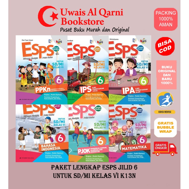 BEST SELLER PAKET LENGKAP ESPS 6 UNTUK SD/MI KELAS VI K13N ERLANGGA