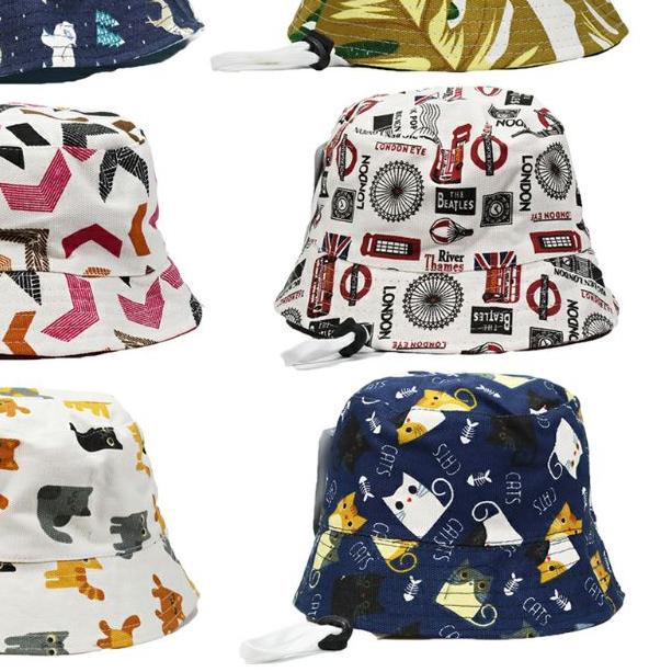 ✪ Topi bucket anak tali / Topi anak cowok cewek kanvas M ☑