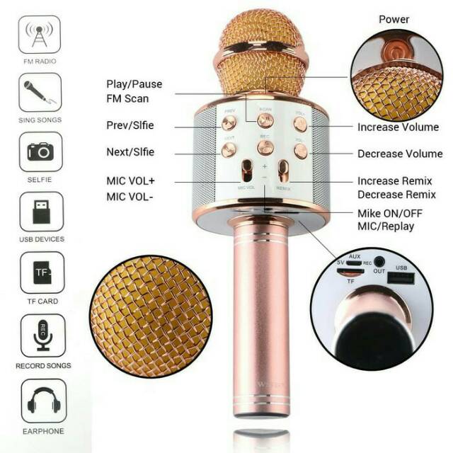 Microphone WSTER WS-858 microphone wireless bluetooth