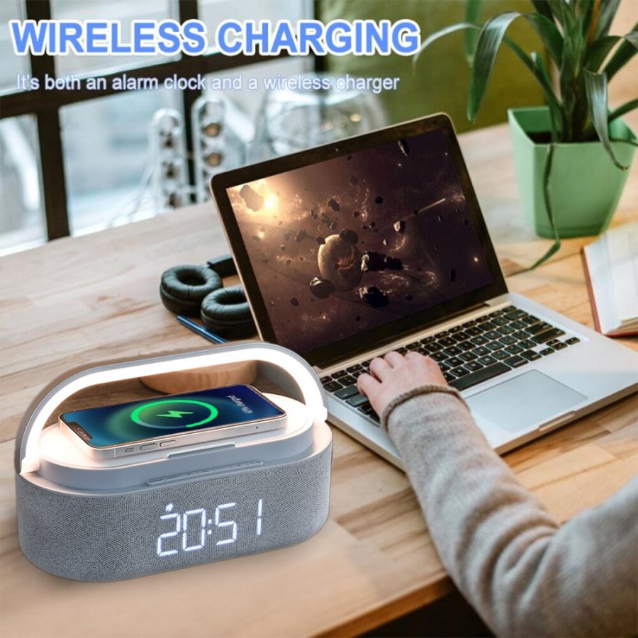 Triple W 6in1 Speaker Bluetooth Wireless Fast Charging Radio Lampu Jam