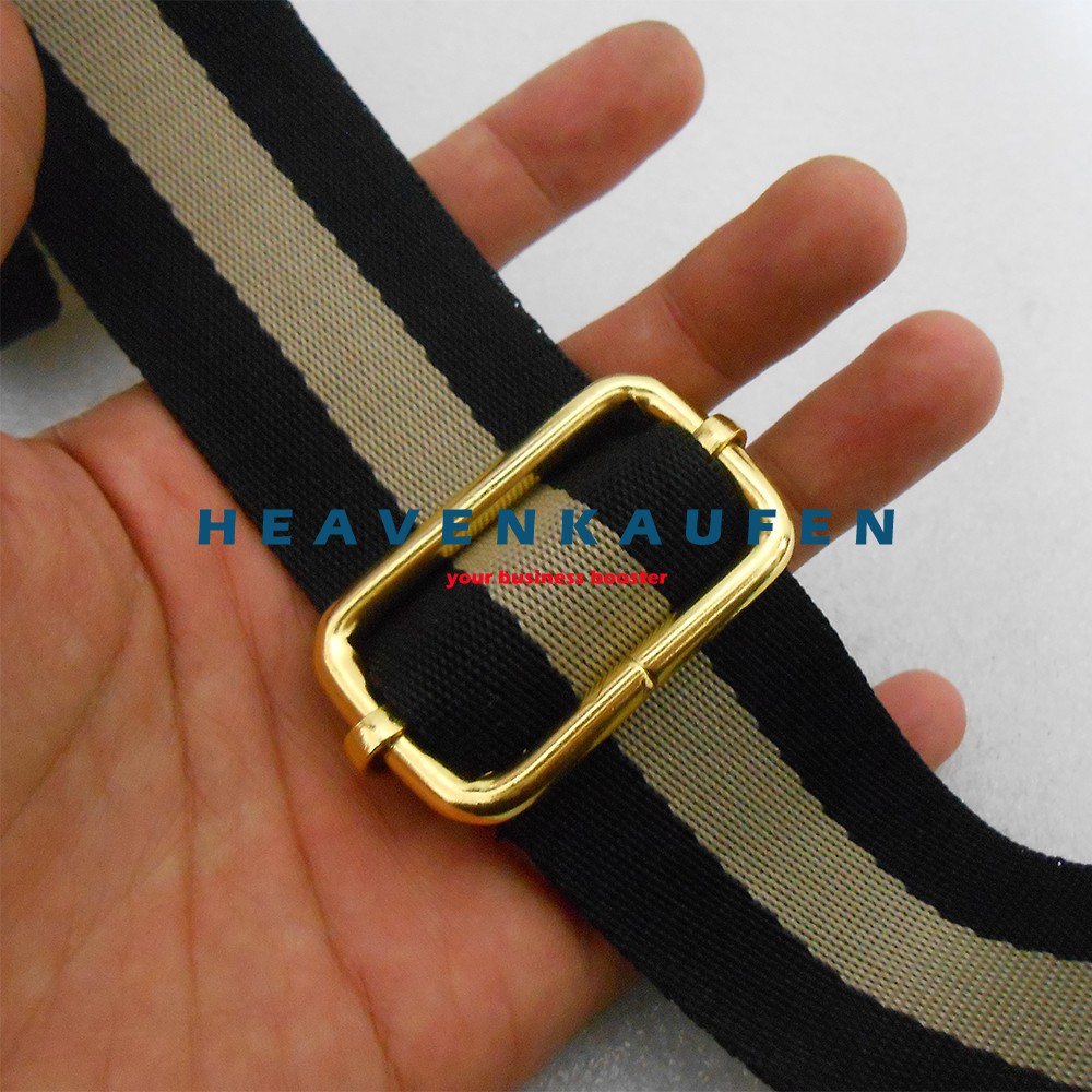 Strap Tas / Tali Selempang Tas Wanita 3,8 cm Hitam - Cream Kait Gold Emas