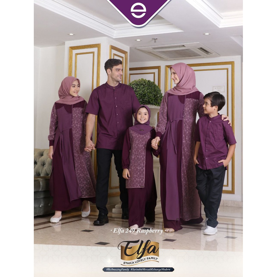 ELFA 249 RASPBERRY ORIGINAL BY ETHICA SERAGAM KELUARGA BAJU KONDANGAN LEBARAN OOTD WARNA UNGU READY 