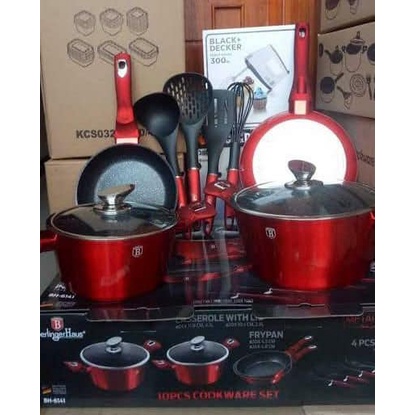 Panci Sultan Premium - Berlinger Haus 10 pcs Cookware Set Burgundy Metallic Line