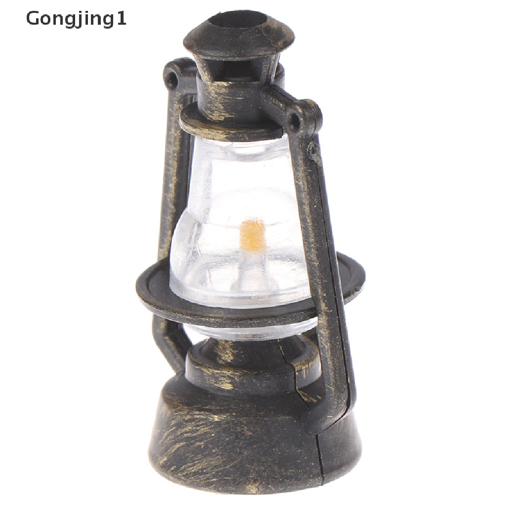 Gongjing 1pc Mainan Miniatur Lampu Minyak Tanah Retro Skala 1: 12 1: 6 Untuk Aksesoris Rumah Boneka