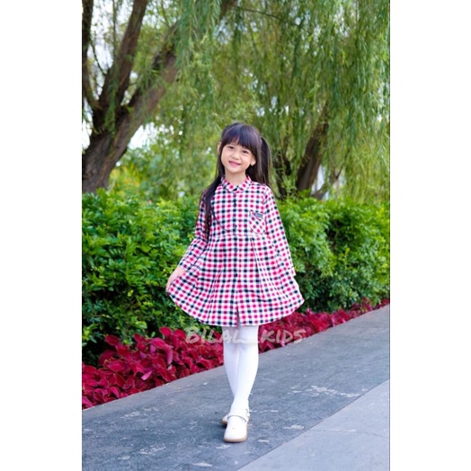 KEMEJA DAN DRESS COUPLE ANAK/BAJU COUPLE ANAK 1-12th ( FREE MASKER )