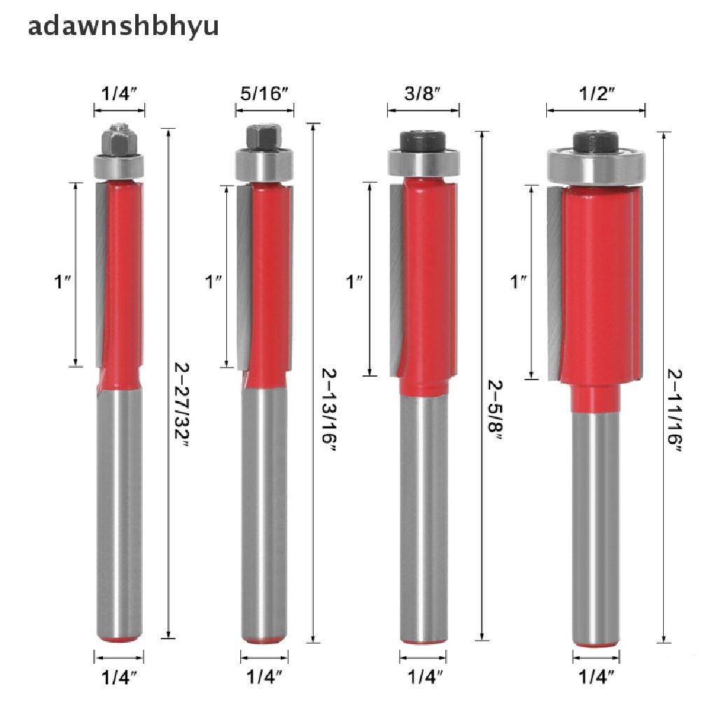 Adawnshbhyu 6mm 1/4&quot; Shank Flush Trim Router Bits End Mill Untuk Kayu Dipanjangkan Trimming Cutt