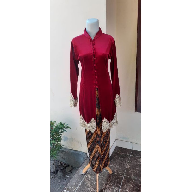 Original Kebaya bludru besan tunik