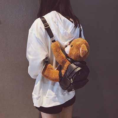 Tas Ransel Gendong Boneka Beruang Coklat Imut Lucu Cute Real pic