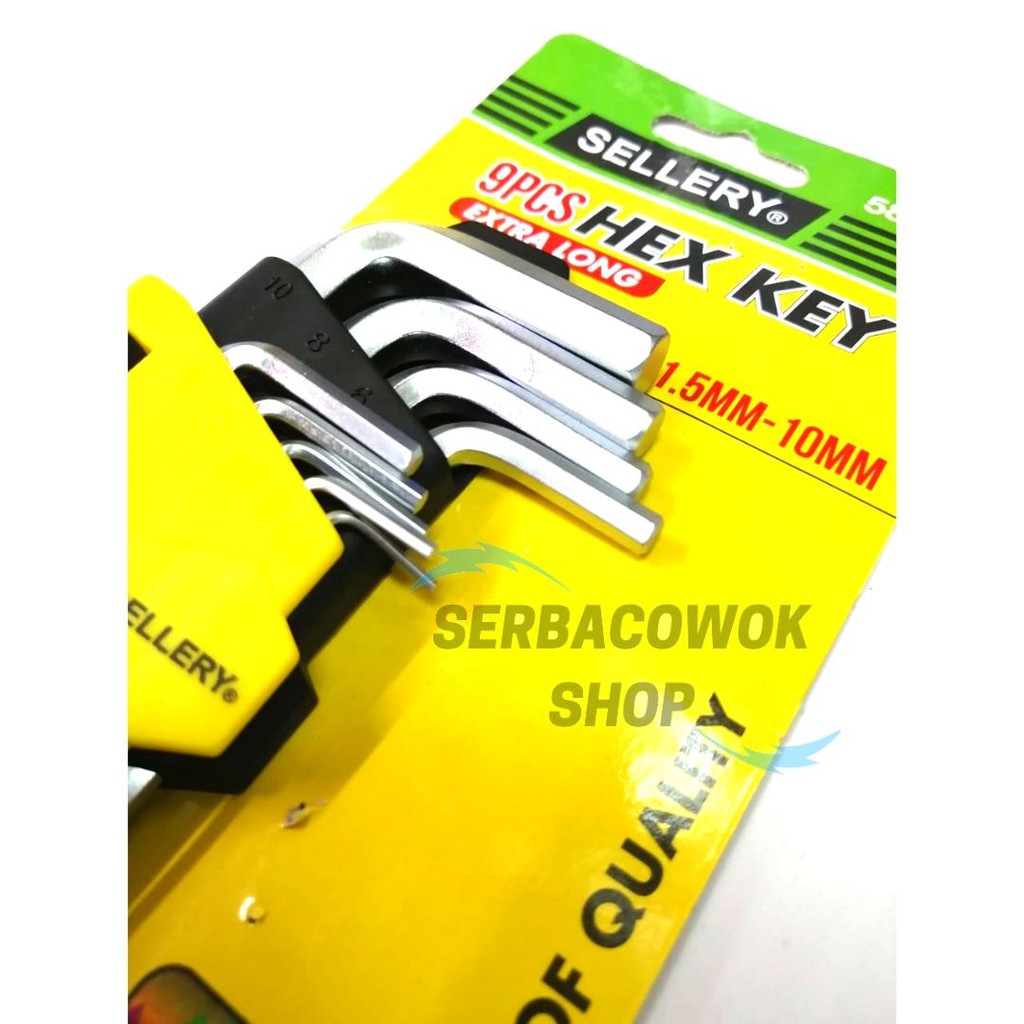 Promo Kunci L 9 Pcs Set Panjang Hex Key Extra Long 1,5 -10 MM Sellery Termurah Berkualitas