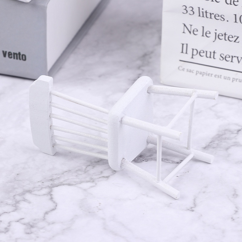 【beautifulhome12.id】3Pcs/Set 1/12 Doll House Mini Furniture Dining Table Chair Set Toy Model Decor