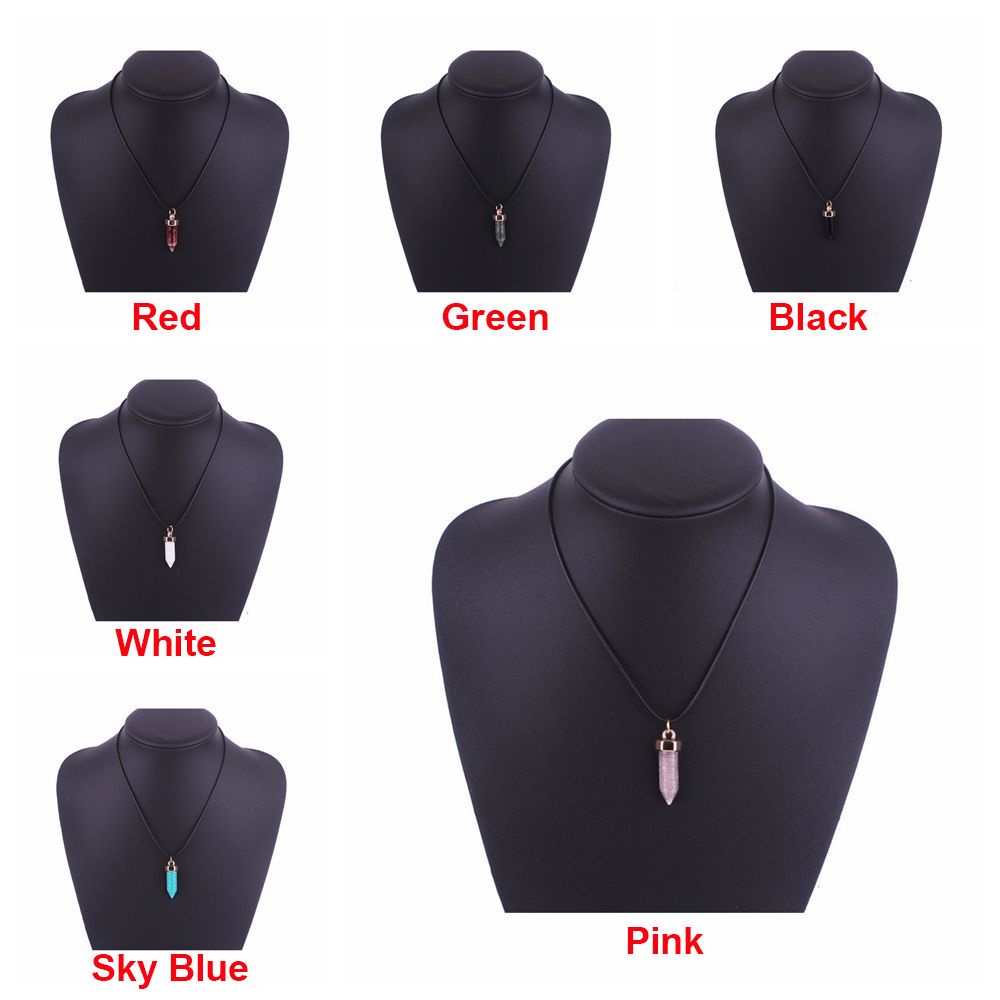 ROW Fashion Crystal Jewelry Hexagonal prism Necklace Women Synthetic Healing Point Chakra Pendant Chain Quartz/Multicolor