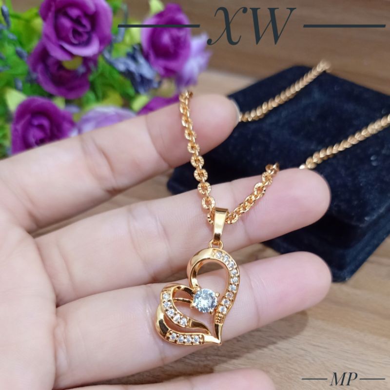 Kalung Yaxiya Rantai Nori Love gold K02060