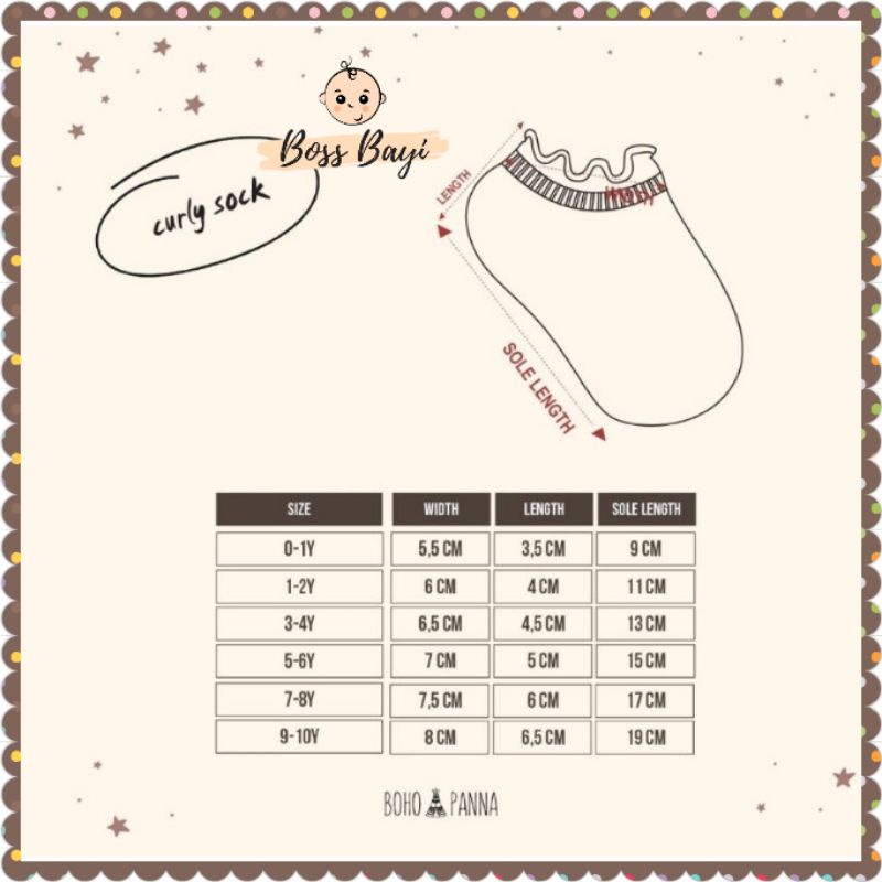 BOHOPANNA - Curly Socks / Kaos Kaki Bayi Anak