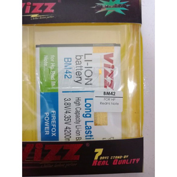 Battery Baterai Vizz Redmi Note BM42 Original Double Power