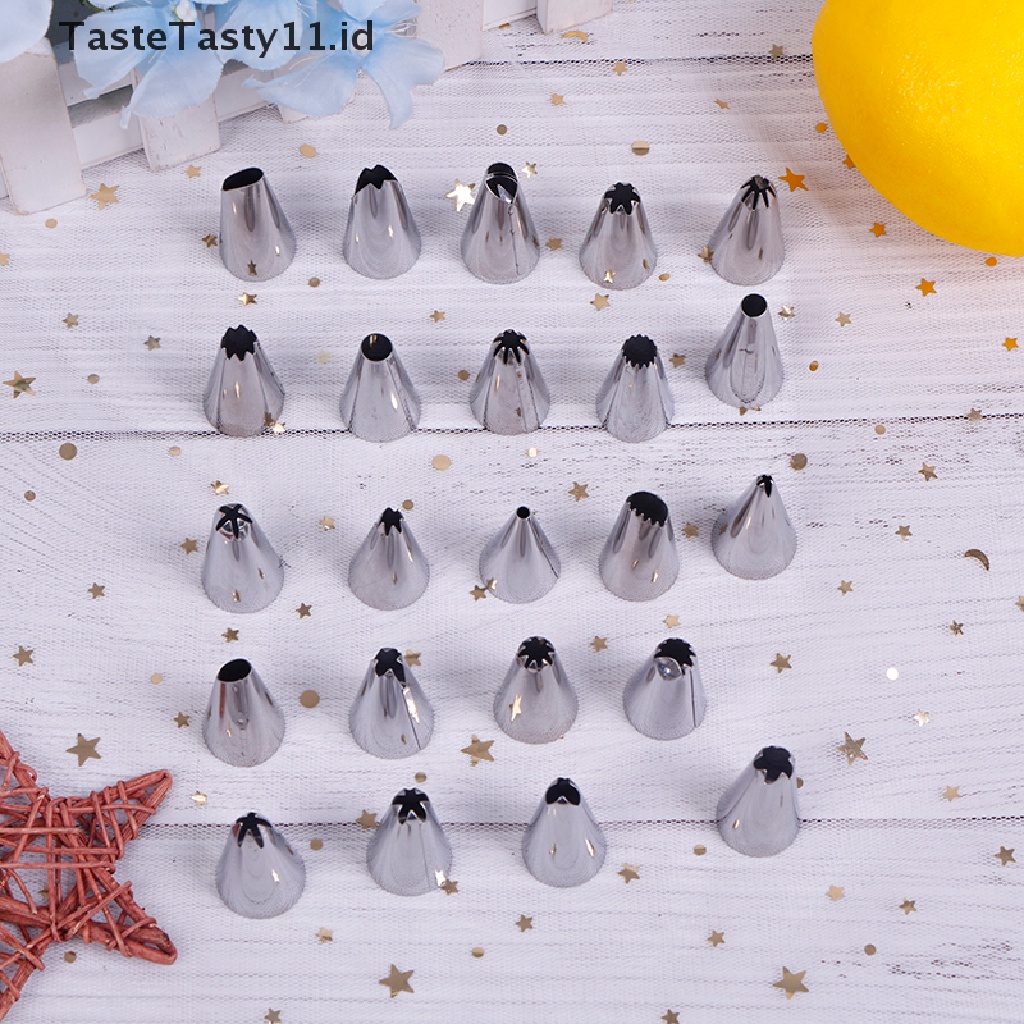 24 / 36 / 48pcs / Set Kotak Alat Nozzle Icing Piping Bahan Stainless Steel Untuk Dekorasi Kue