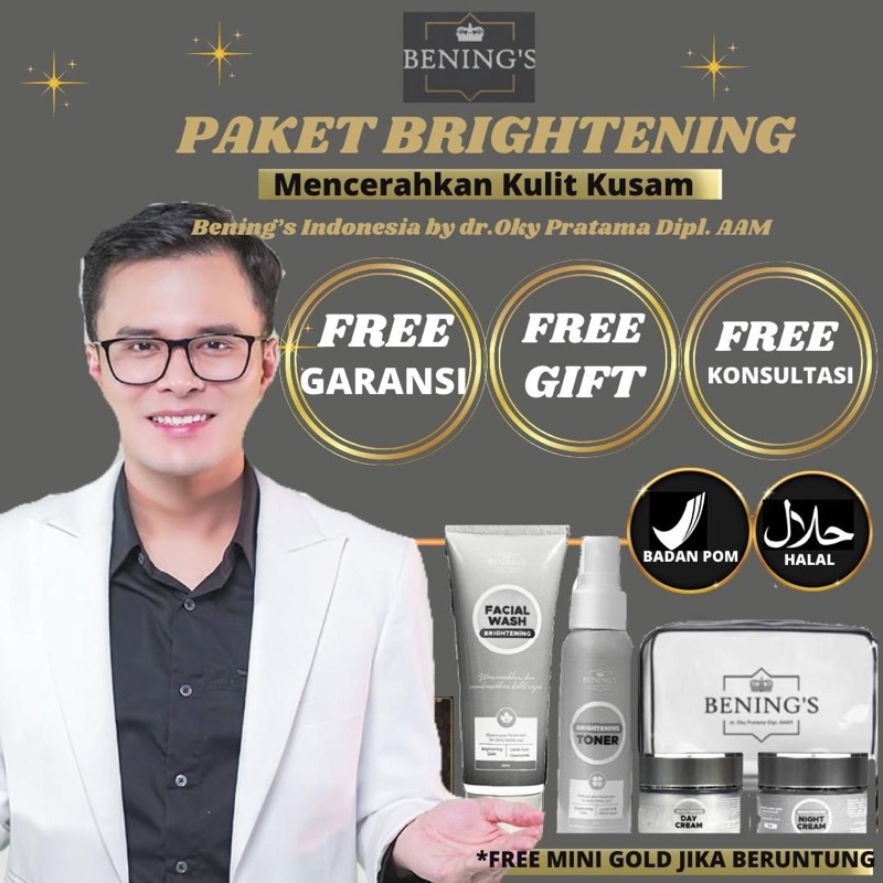 BENINGS SKINCARE DR OKY PRATAMA PAKET BRIGHTENING BENINGS CLINIC/BENINGSCLINIC PENCERAH GLOWING/BENI