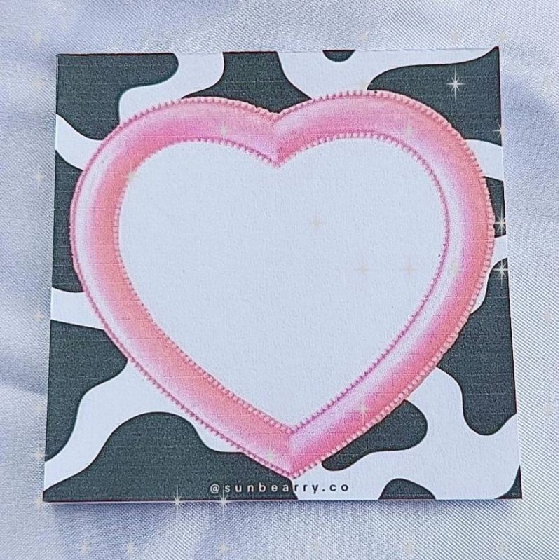 Memo pad by sunbearry.co custom memo pad bts snoppy aesthetic star scrabook-Cow pink mirror