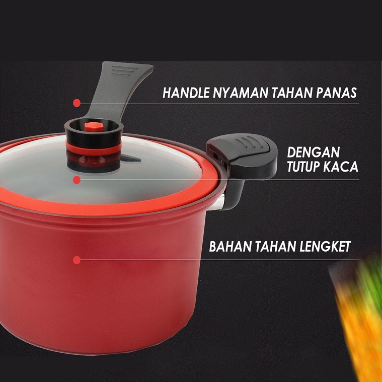 Panci Presto ShuangXiong GZ-000015 | panci presto viral terbaru anti lengket 3,5liter | Premium Teflon Pressure Cooker Pot | Panci Presto Serbaguna | FMS