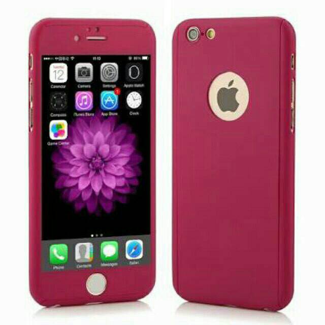 360 CASE + TEMPEREDGLASS PINK FANTA UNTUK IPHONE & OPPO