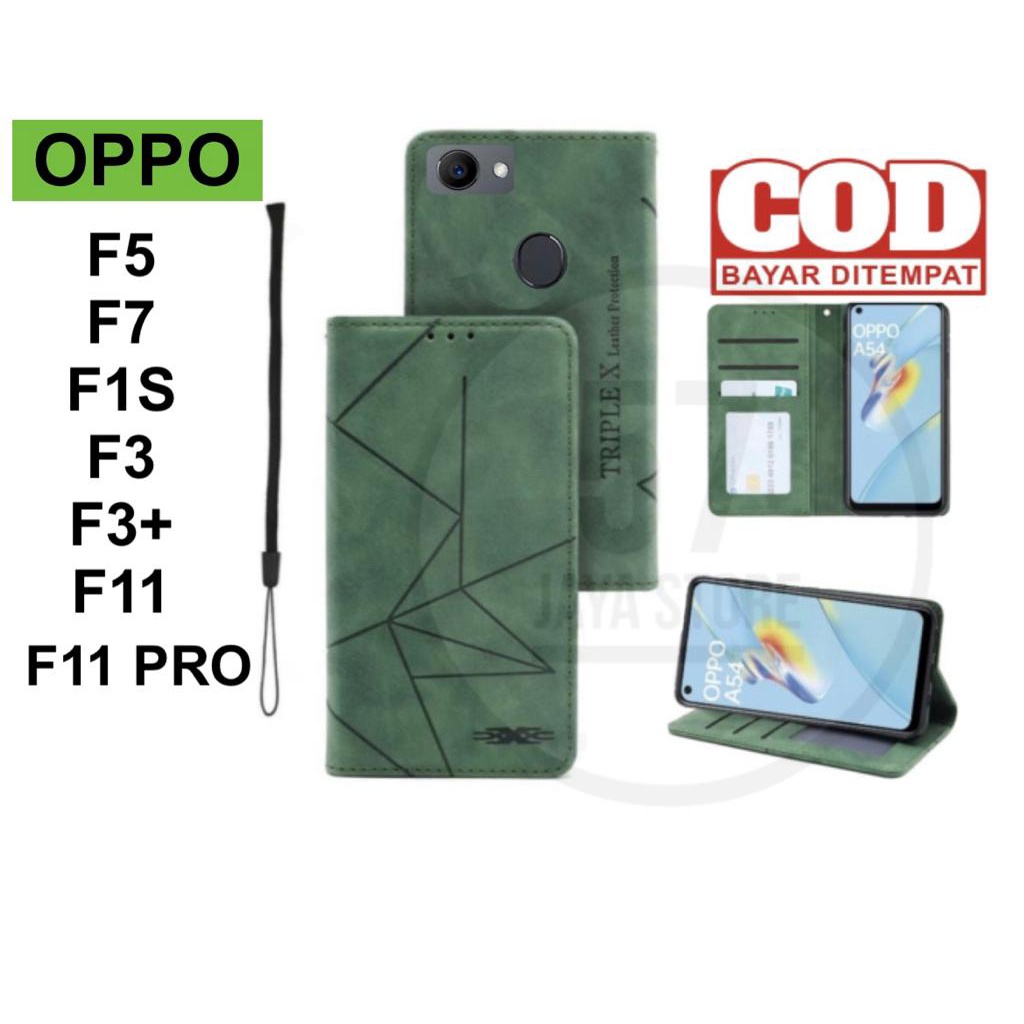 New Flip Case Magnet oppo F5 / F7 / F1S / F3 / F3+ / F11 / F11 pro Flip Dompet Casing HP Wallet Leat