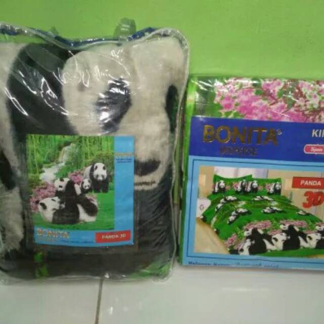Selimut Bonita + Sprei Bonita - Cover + Sprei panda - Selimut panda - Sprei motif panda