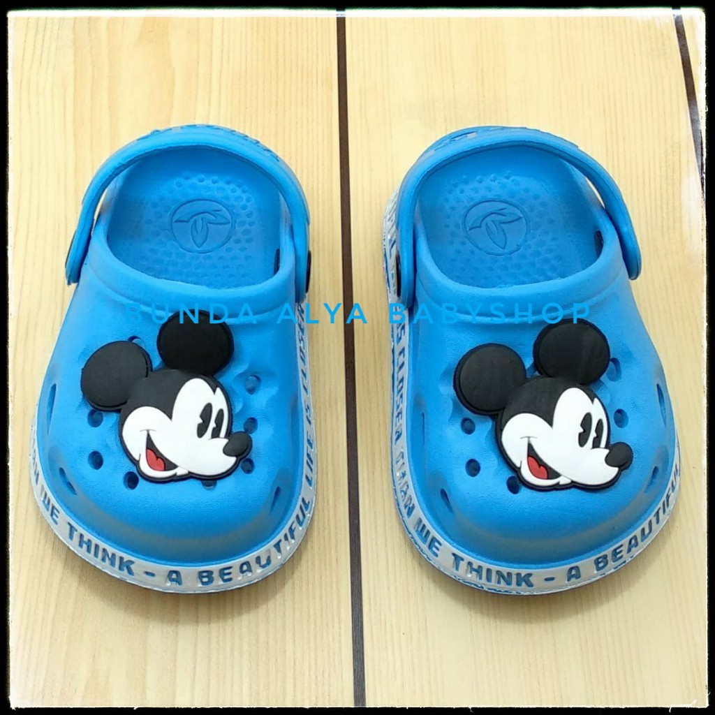 Sendal Anak Laki Usia 1 4 5 6 Tahun Lucu Karet Elastis - Sepatu Sandal Anak Cowok BIRU Size 18-29 Anti Licin