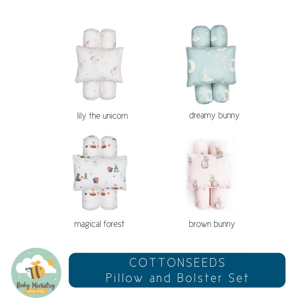 COTTONSEEDS Pillow and Bolster Set - Bantal &amp; Guling Bayi Set / Gift Baby Set