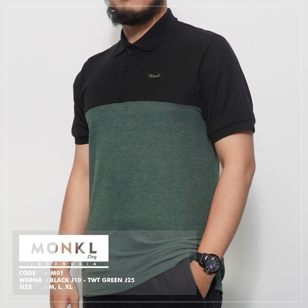 PROMO Kaos Kerah Polo Pria M01 Monkl Baju Polo Kombinasi Warna Original Bahan Katun Lacost CVC