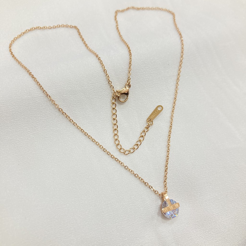 Kalung Titanium Wanita Liontin Permata Anti Karat Anti Alergi Fashion Korean Style noin_acc