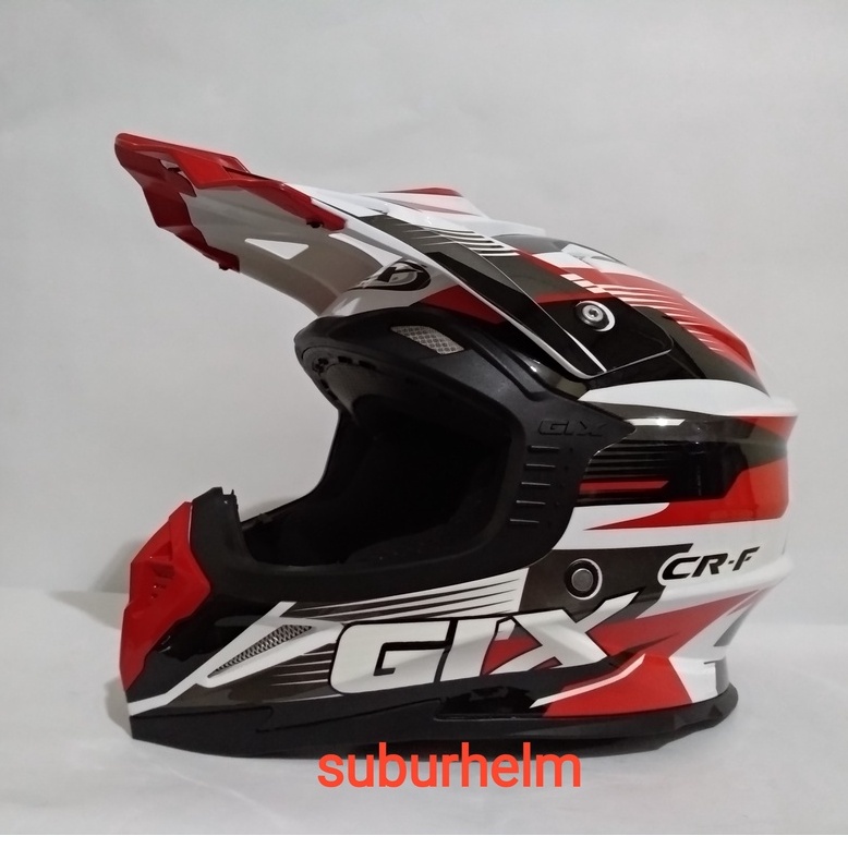HELM  GIX  CROSS   CR - F     WHITE  RED   ORI  DEWASA  MOTOR CROSS