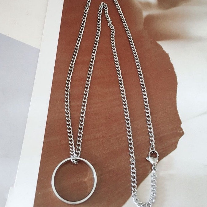 Men and women trendy couple personality simple and versatile Harajuku style ring ring pendant necklace 210807