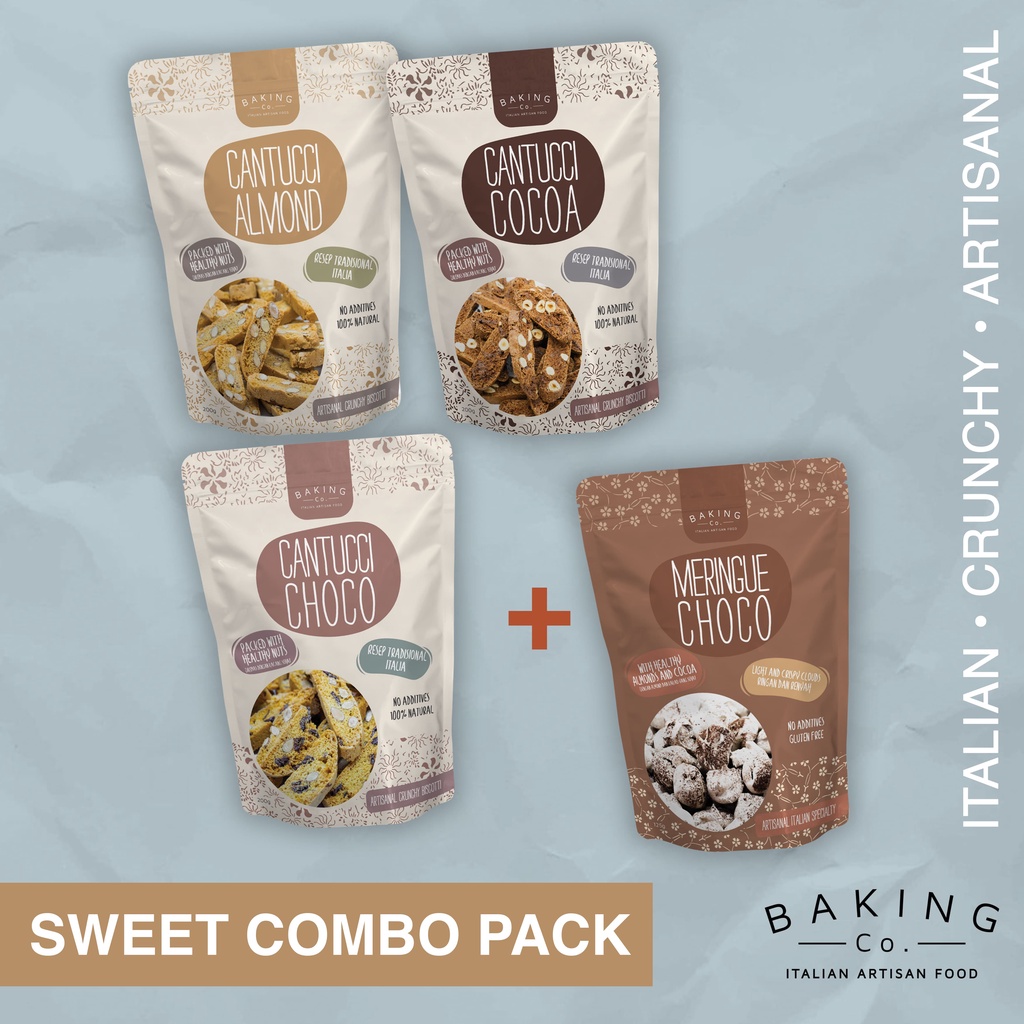 

Explore Sweet Combo Pack 4 pieces - BakingCo sweet treats biscotti & meringue - Italian Tradition, kue kering, cemilan manis, sehat, cookies, biskuit