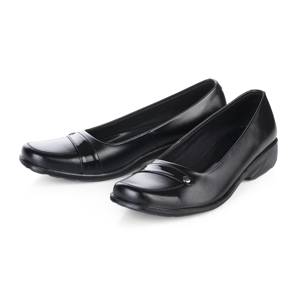 Sepatu Kerja Wanita Slip On Casual Hitam Sepatu Resmi Polos Simple Minimalis Sol Rata Anti Slip VLY32