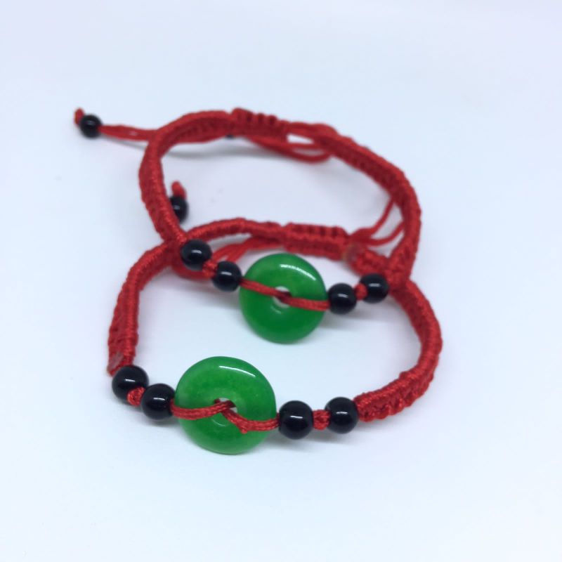 Gelang Tangan Keberuntungan / Gelang Tali Merah Giok / Gelang Feng Shui