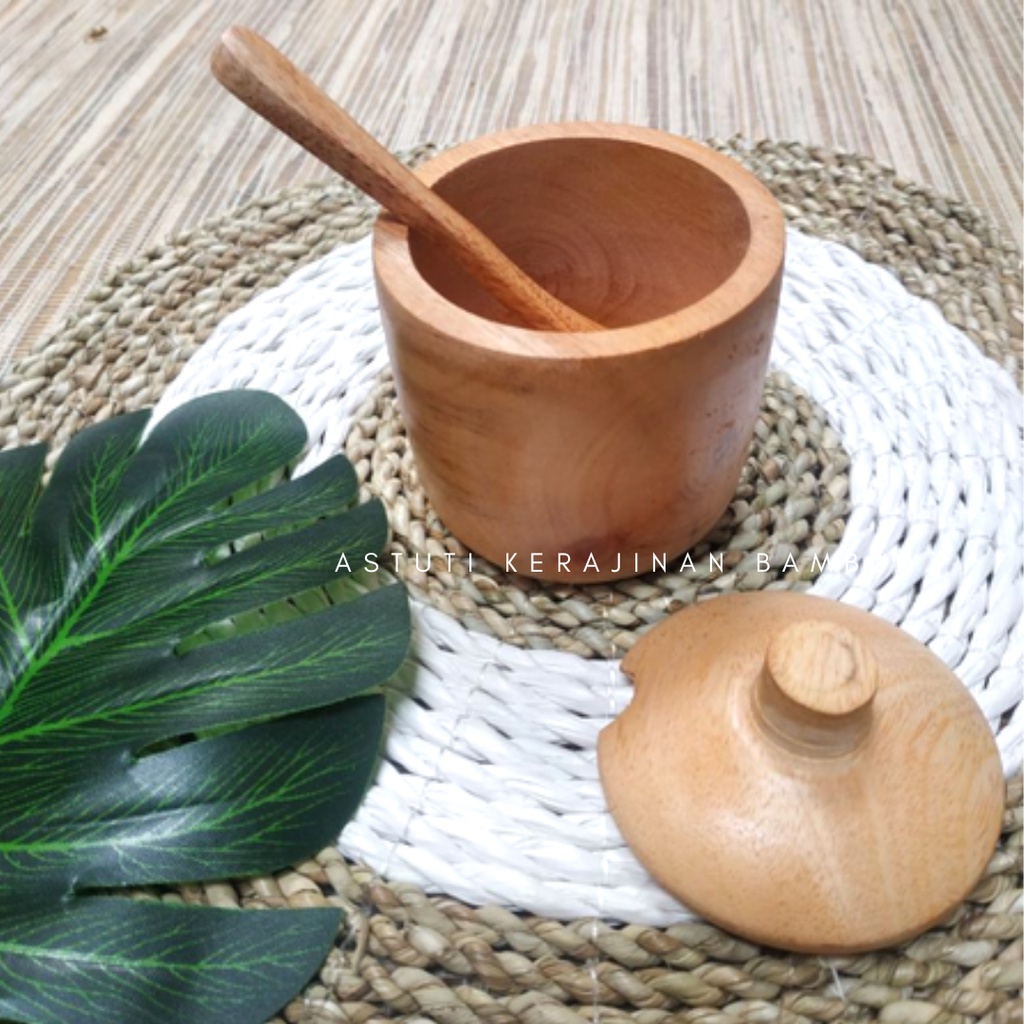 Wadah Bumbu Set Kayu Mahoni Wadah Bumbu Tempat Bumbu Bertutup Tempat Bumbu Aestethic Tempat Bumbu Te