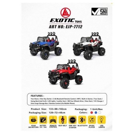 Mainan Anak Mobil Aki Jeep Exotic EJP7712 EJP-7712 EJP 7712 Mobil Aki Ukuran Besar