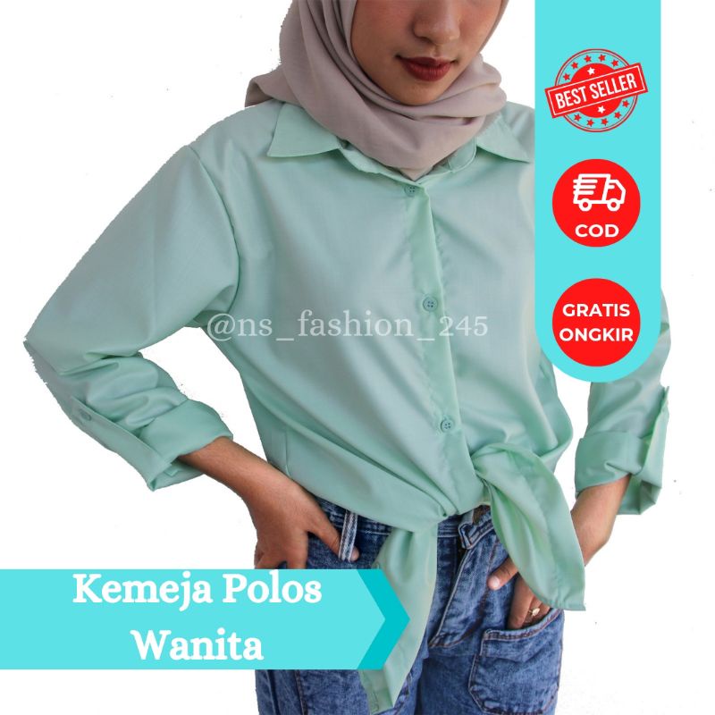 KEMEJA ZIFA TYO WANITA HIJAU TOSCA POLOS