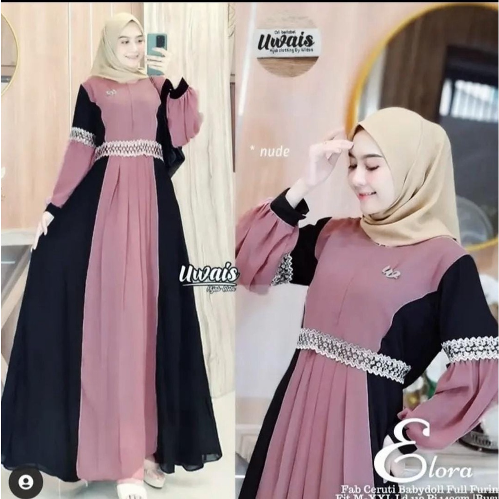 LANGSUNG KIRIM CERUTY ELORA SUPER JUMBO XXXL [ LD 130 BB 95- 120 KG]GAMIS CERUTY BEBYDOL RENDA /GAMIS REMPEL/ BUSUI