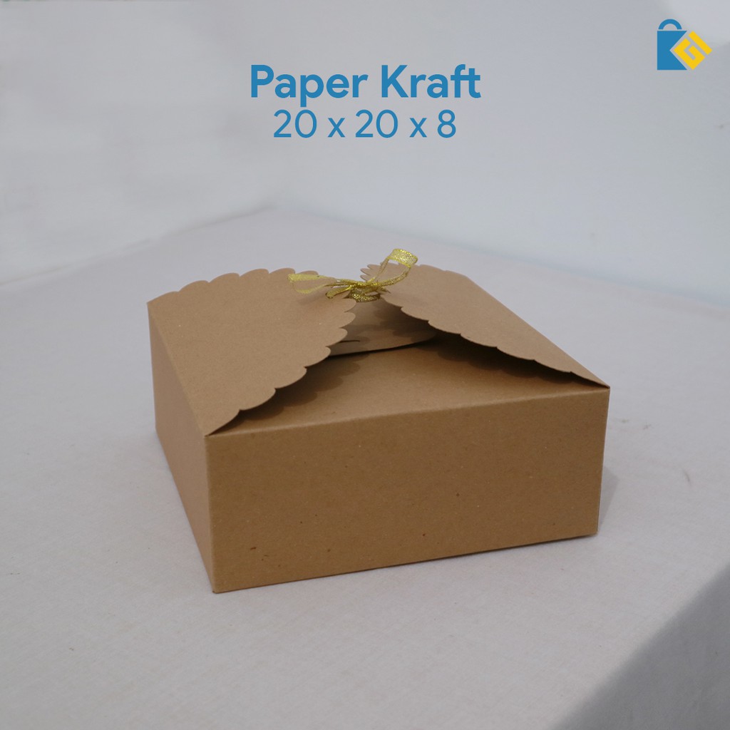 

Paperkraft Kotak Kue 20 x 20 x 8 Polos + Pita