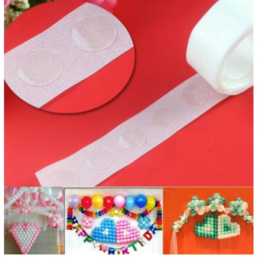 LEM BALON 1 Roll isi 100 / Balloon Glue Dot / Perekat ke Dinding Atap / Ulang Tahun Natal Christmas