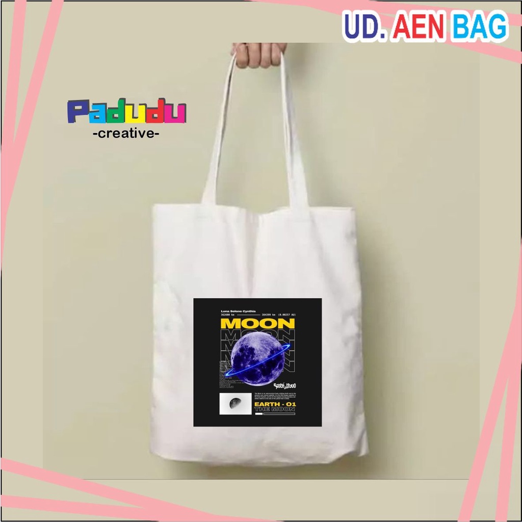 Tote Bag Vintage moon earth Resleting Aesthetic AENBAG