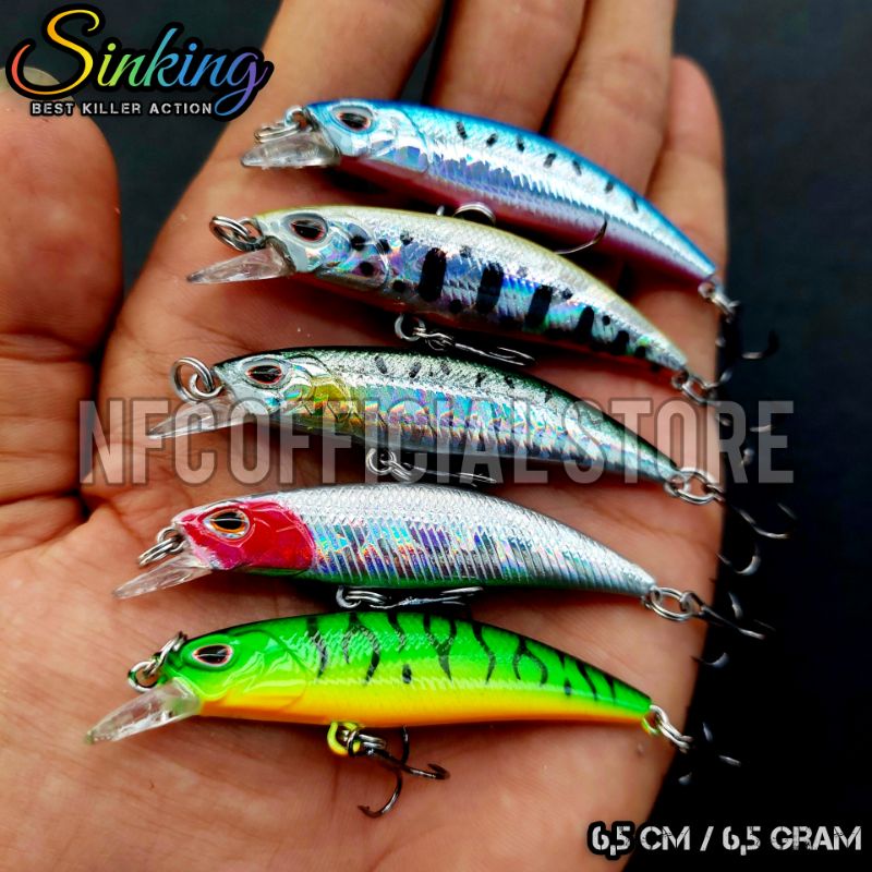 Lure minnow sinking 6,5 cm 6,5 gram Best killer action Rekomendasi untuk ultralight casting