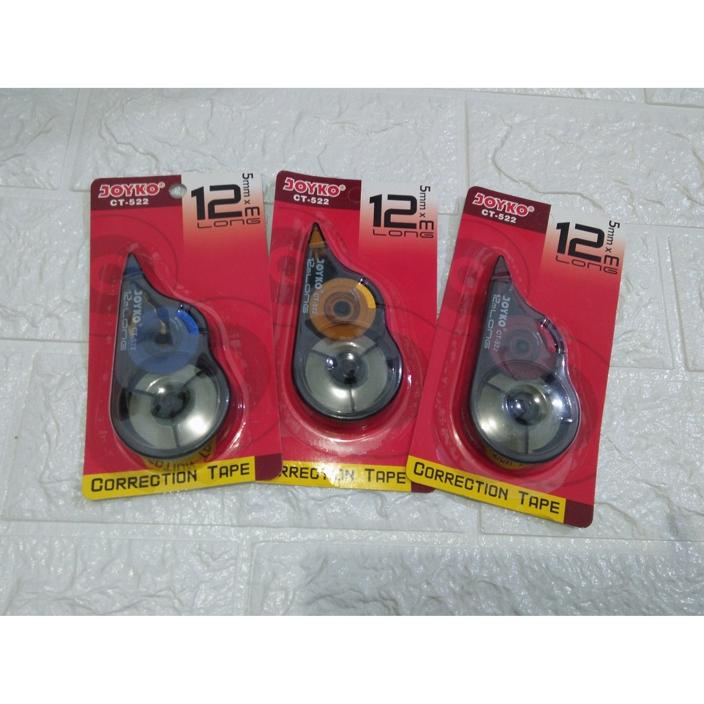 

Tip-ex Kertas / Stipo Kertas / Correction Tape / Tip ex roller Joyko CT-522 12m