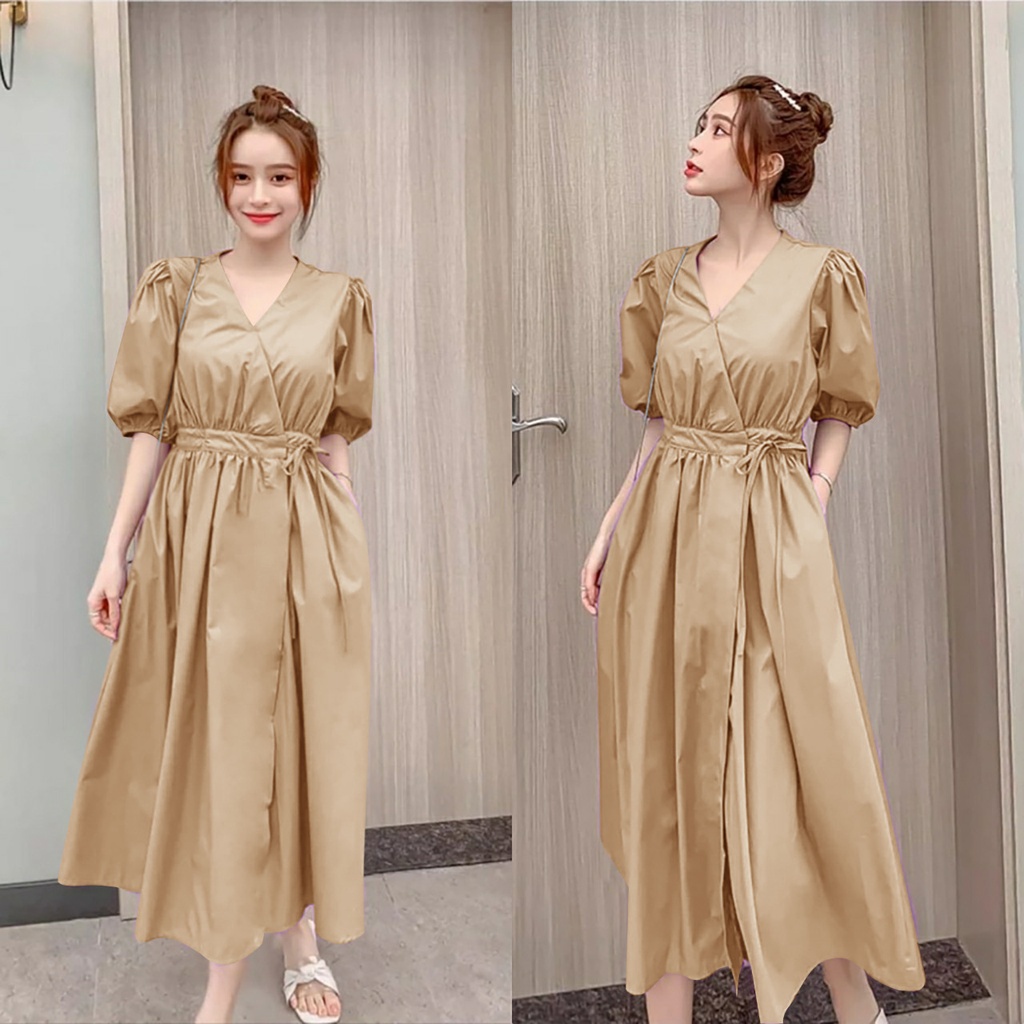 WSE390 - Dress Miyuki UK Fit L To XL LD 110 CM PJ 120 CM Mosscrepe Dress Wanita Tunik Wanita Atasan Wanita Dress Panjang PREMIUM QUALITY